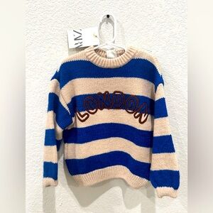 Zara kids Blue and Cream Striped Sweater